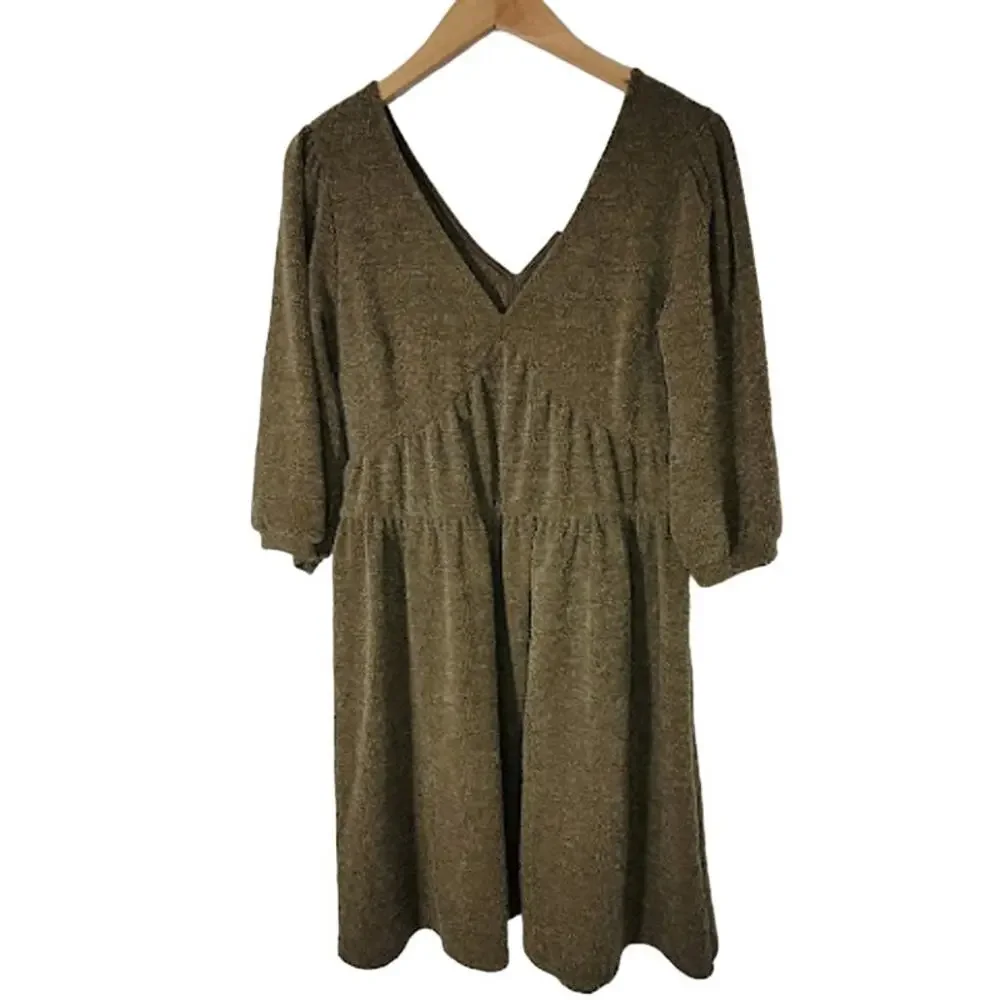 Anthropologie RO&DE- moss green dress- size XS (bigger fit) - Picture 4 of 9